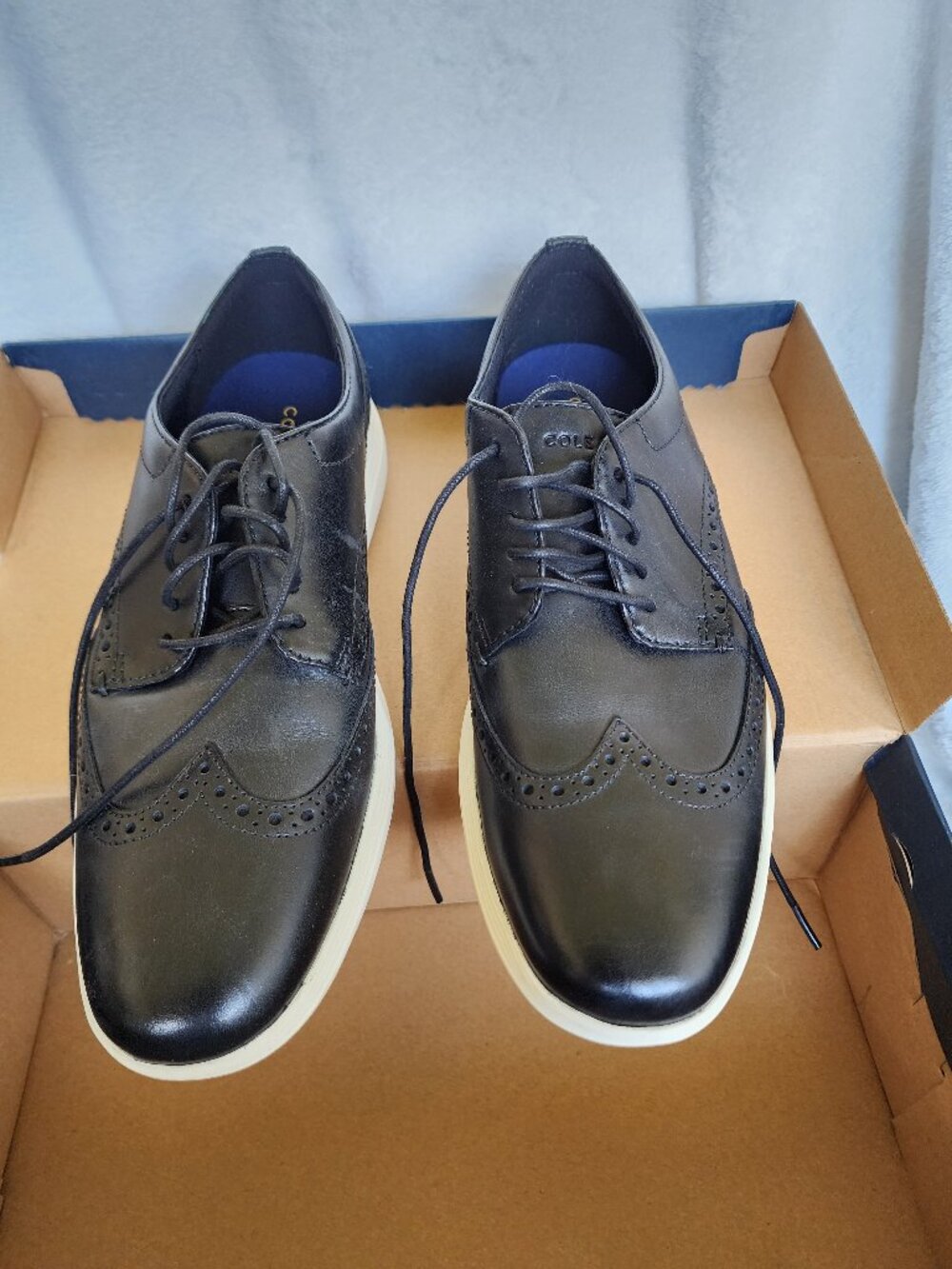 COLE HAAN MEN'S BLACK GRAND TOUR WING OXFORD SZ 9M US